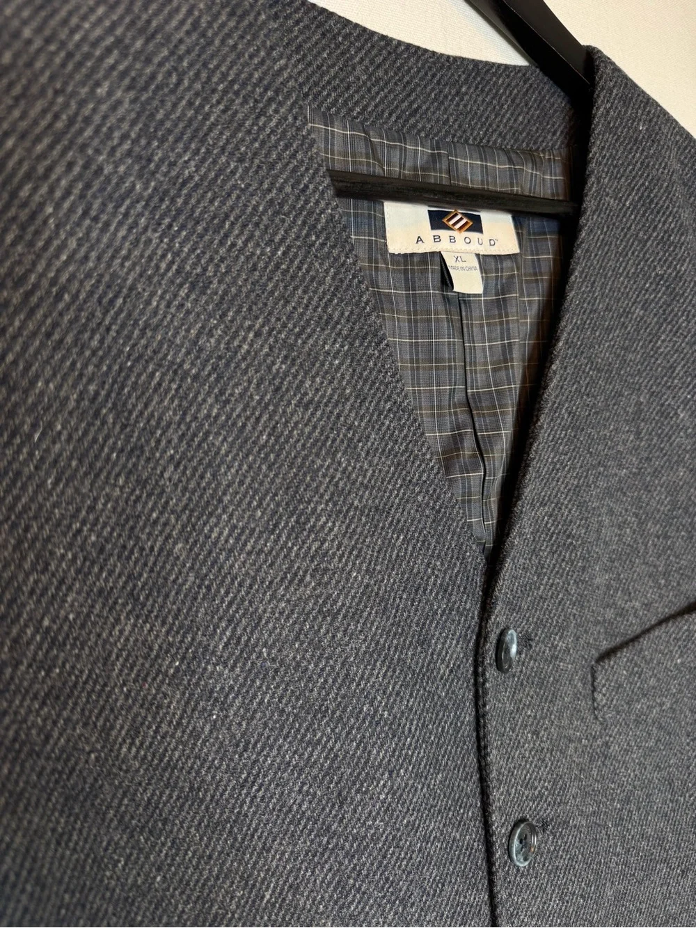 Joseph Abboud Navy Tweed Herringbone Vest size XL wool blend plaid lined office